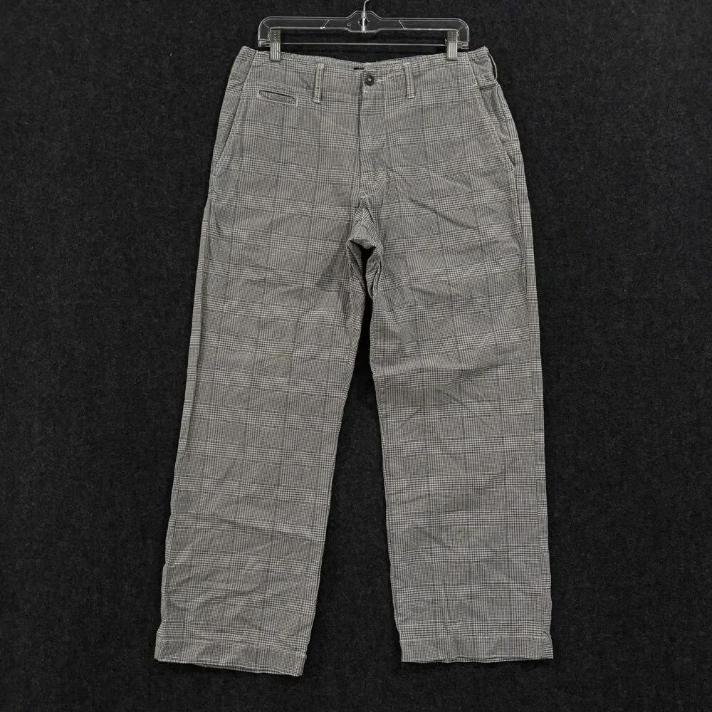American Eagle Pants Mens 32x30 Gray Plaid Cotton Casual Flat Front Trousers